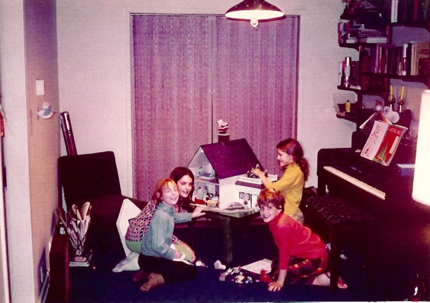 Playing with Grampa's dollhouse